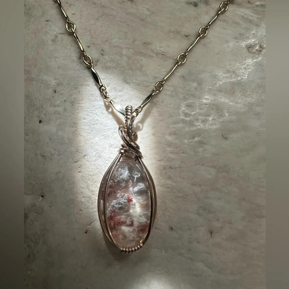14k Gold Filled Minimalist Petite Lodolite Healing Stone